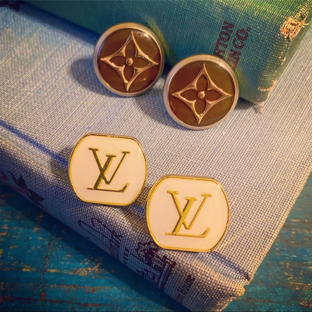 unique, vintage, up-cycled, chic apparel buttons stud earrings